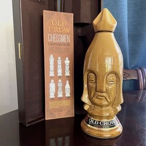 Vintage Old Crow Whiskey Chess Piece Decanter